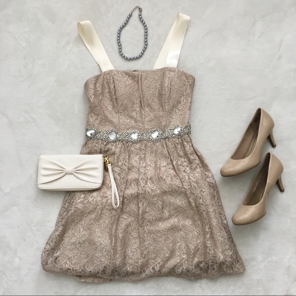 mod cloth champagne semi-formal dress